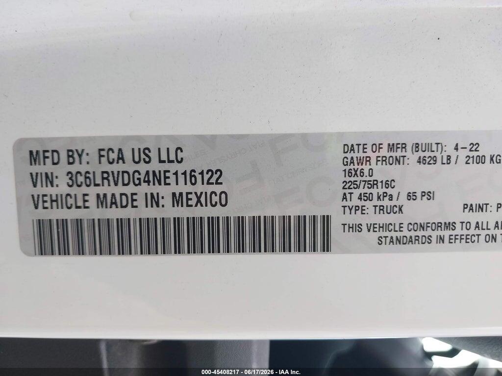 3C6LRVDG4NE116122 2022 RAM PROMASTER 2500 photo no. 9