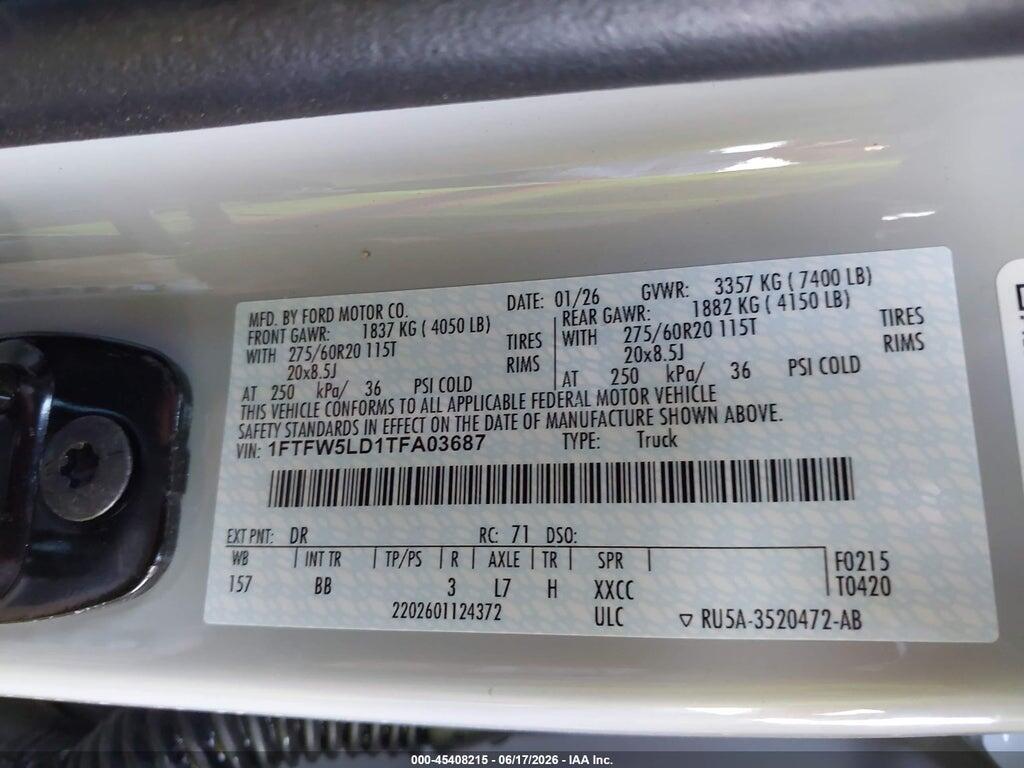 1FTFW5LD1TFA03687 2026 FORD F-150 photo no. 9