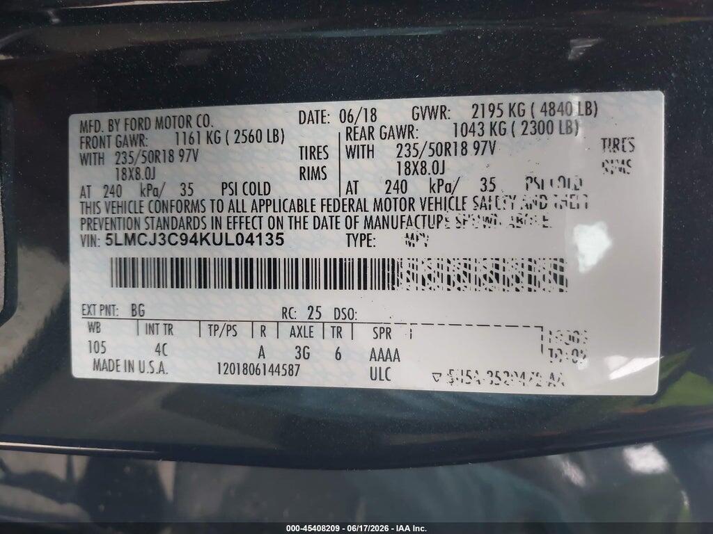 5LMCJ3C94KUL04135 2019 LINCOLN MKC photo no. 9