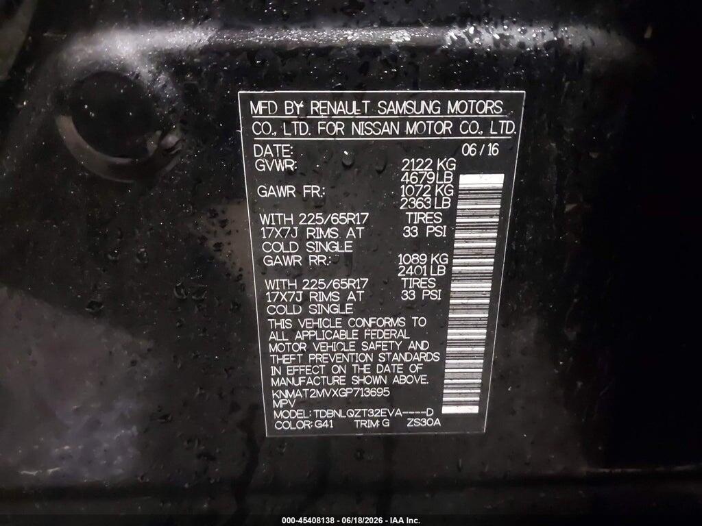 KNMAT2MVXGP713695 2016 NISSAN ROGUE photo no. 9