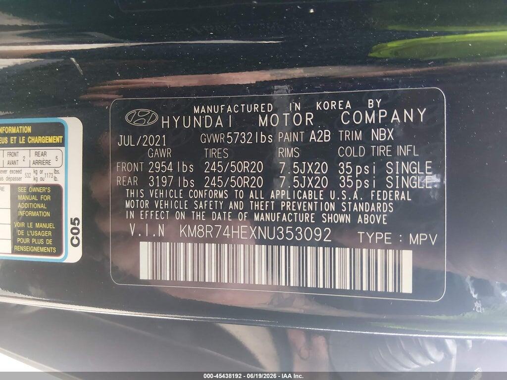 KM8R74HEXNU353092 2022 HYUNDAI PALISADE photo no. 9
