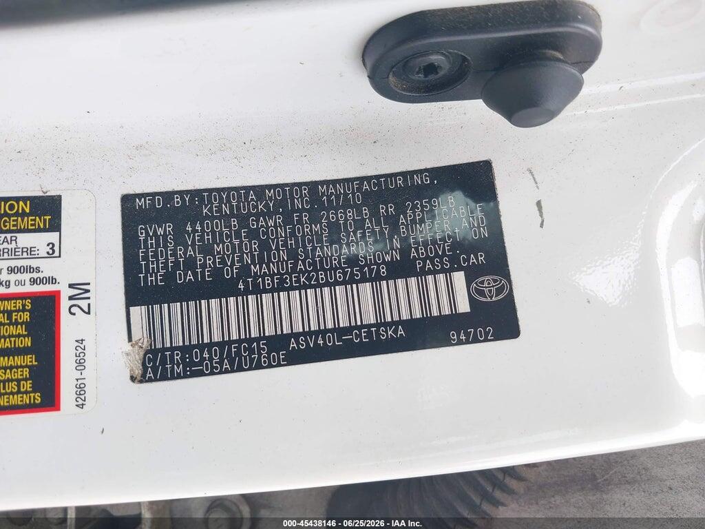 4T1BF3EK2BU675178 2011 TOYOTA CAMRY photo no. 9