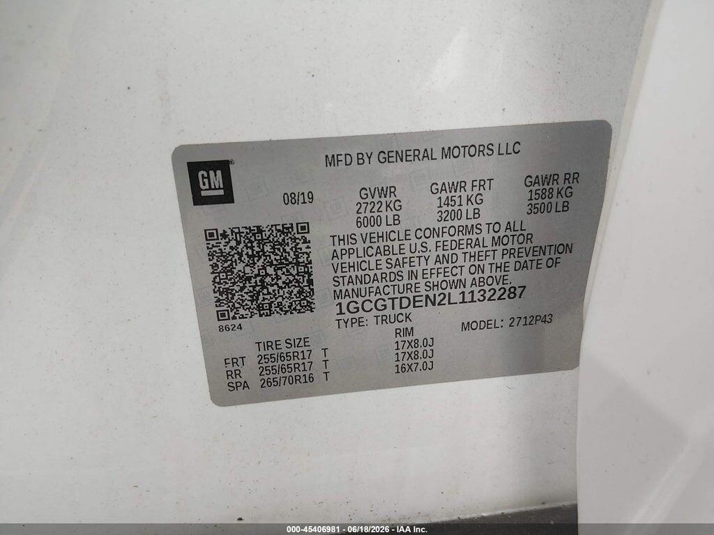 1GCGTDEN2L1132287 2020 CHEVROLET COLORADO photo no. 9