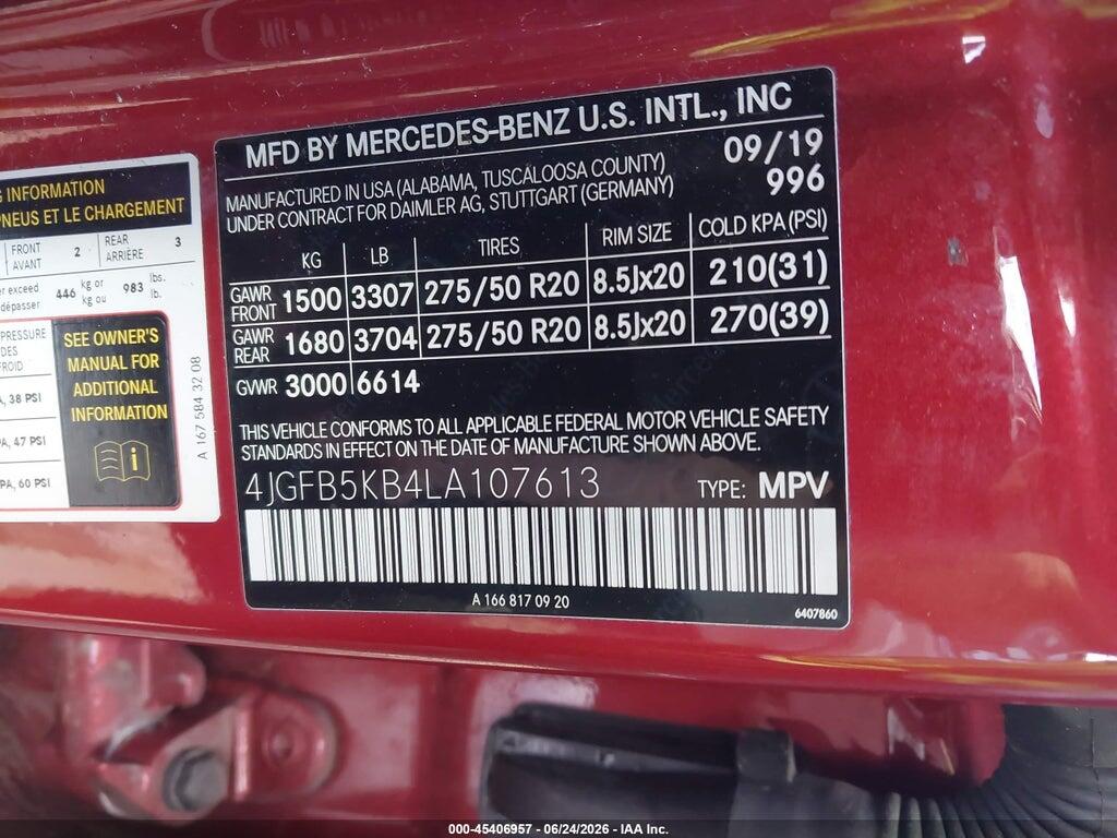 4JGFB5KB4LA107613 2020 MERCEDES-BENZ GLE 450 photo no. 9