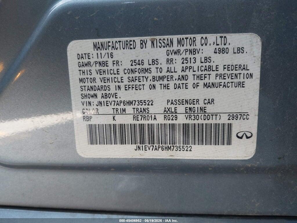 JN1EV7AP6HM735522 2017 INFINITI Q50 photo no. 9