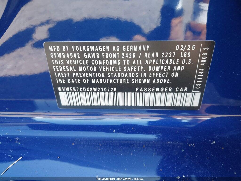 WVWEB7CDXSW210726 2025 VOLKSWAGEN GOLF R photo no. 9