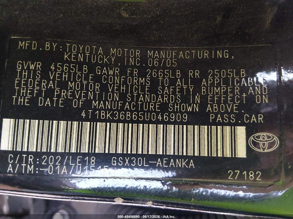 4T1BK36B65U046909 2005 TOYOTA AVALON photo no. 9