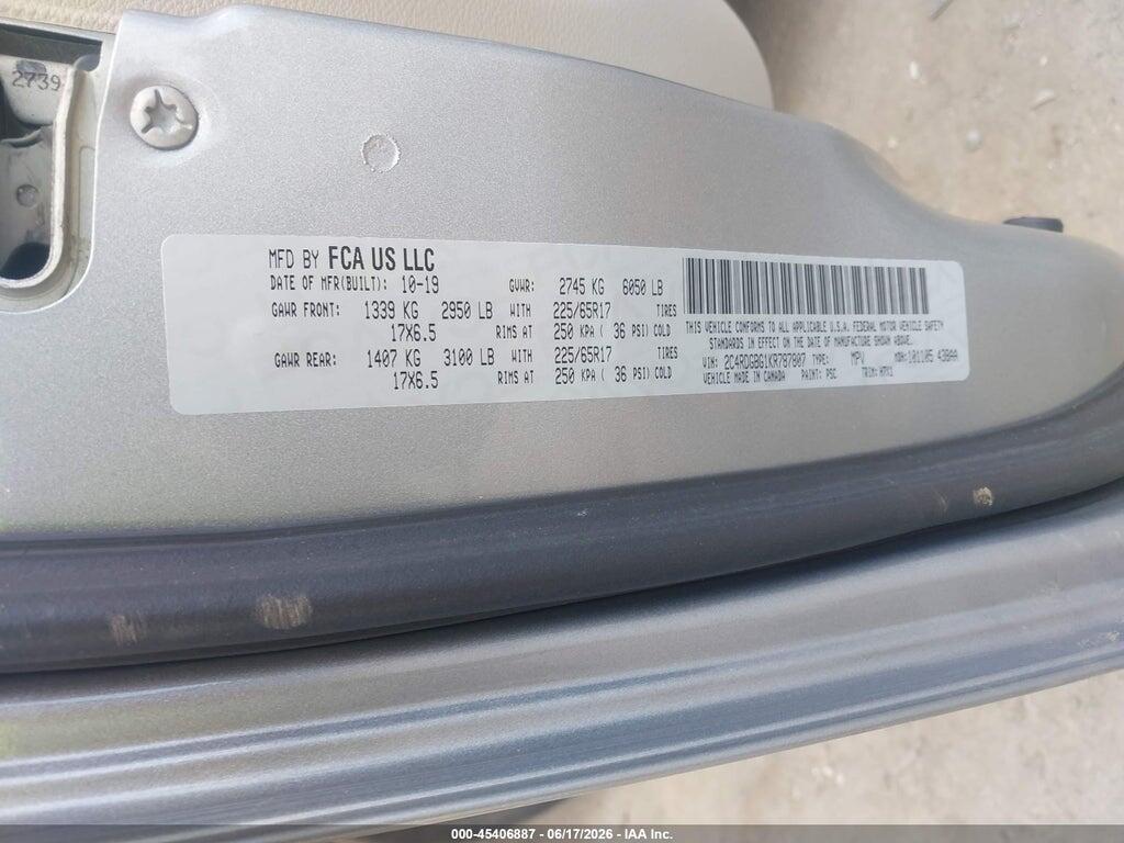 2C4RDGBG1KR787807 2019 DODGE GRAND CARAVAN photo no. 9