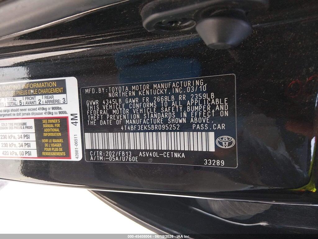 4T4BF3EK5BR095252 2011 TOYOTA CAMRY photo no. 9