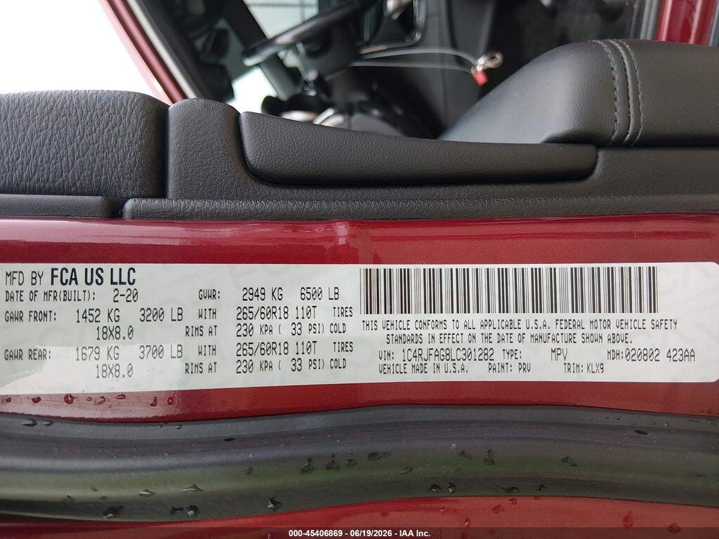 1C4RJFAG8LC301282 2020 JEEP GRAND CHEROKEE photo no. 9