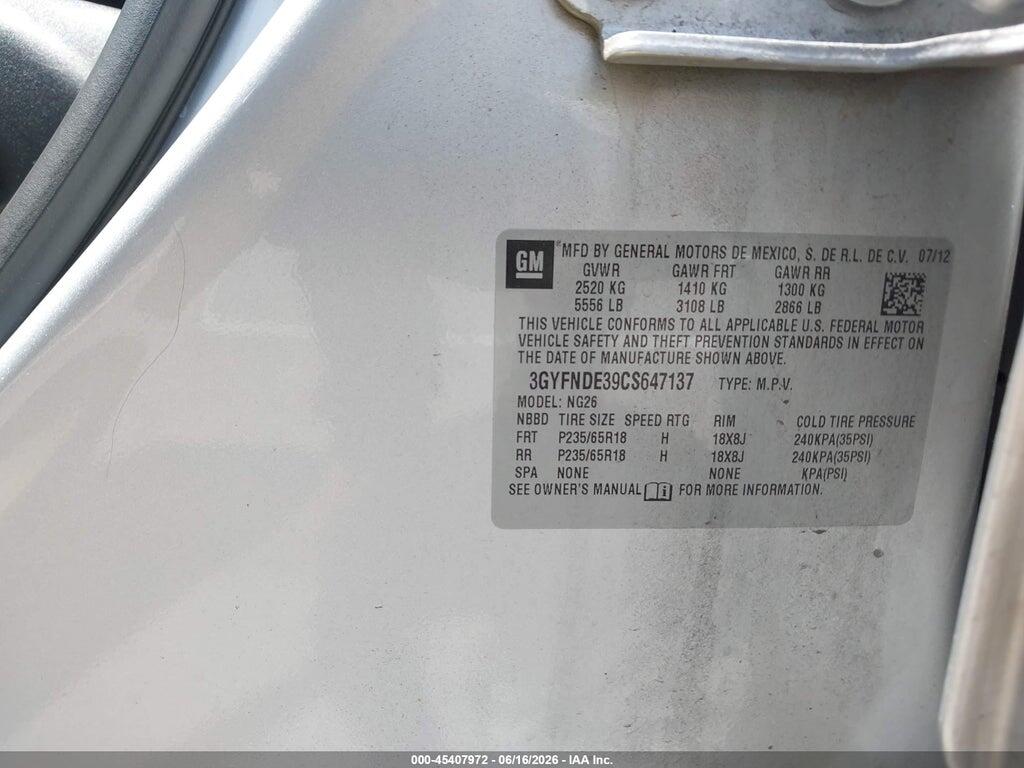 3GYFNDE39CS647137 2012 CADILLAC SRX photo no. 9