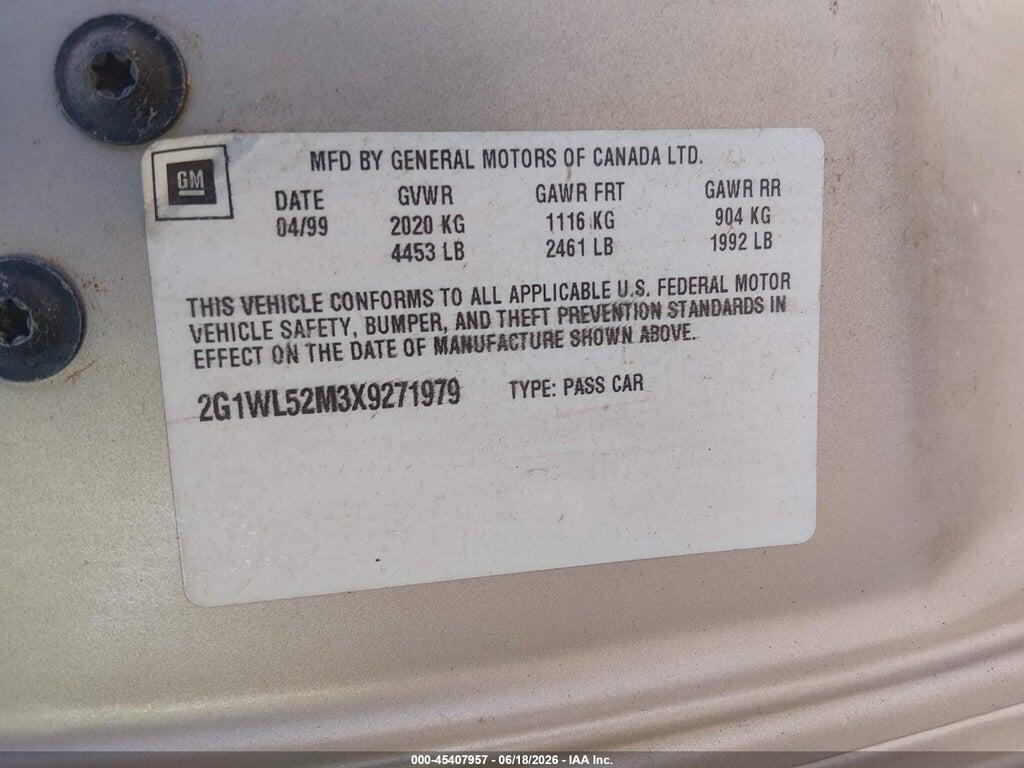 2G1WL52M3X9271979 1999 CHEVROLET LUMINA photo no. 9