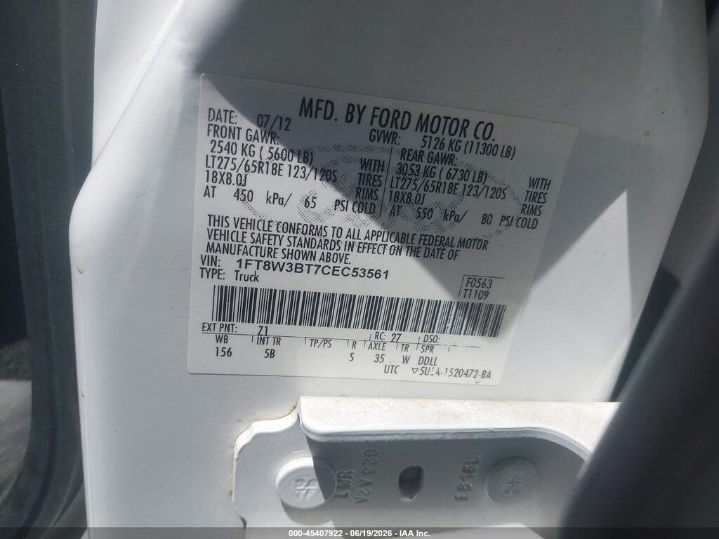 1FT8W3BT7CEC53561 2012 FORD F-350 photo no. 9