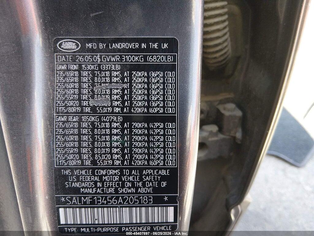 SALMF13456A205183 2006 LAND ROVER RANGE ROVER photo no. 9