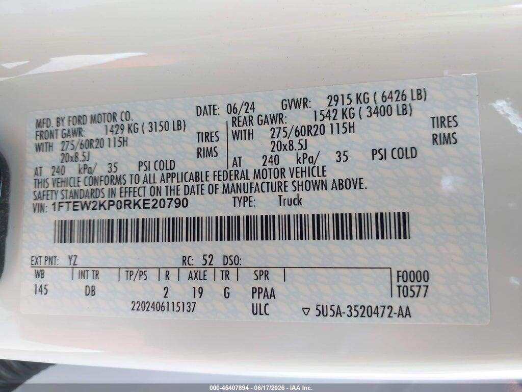 1FTEW2KP0RKE20790 2024 FORD F-150 photo no. 9