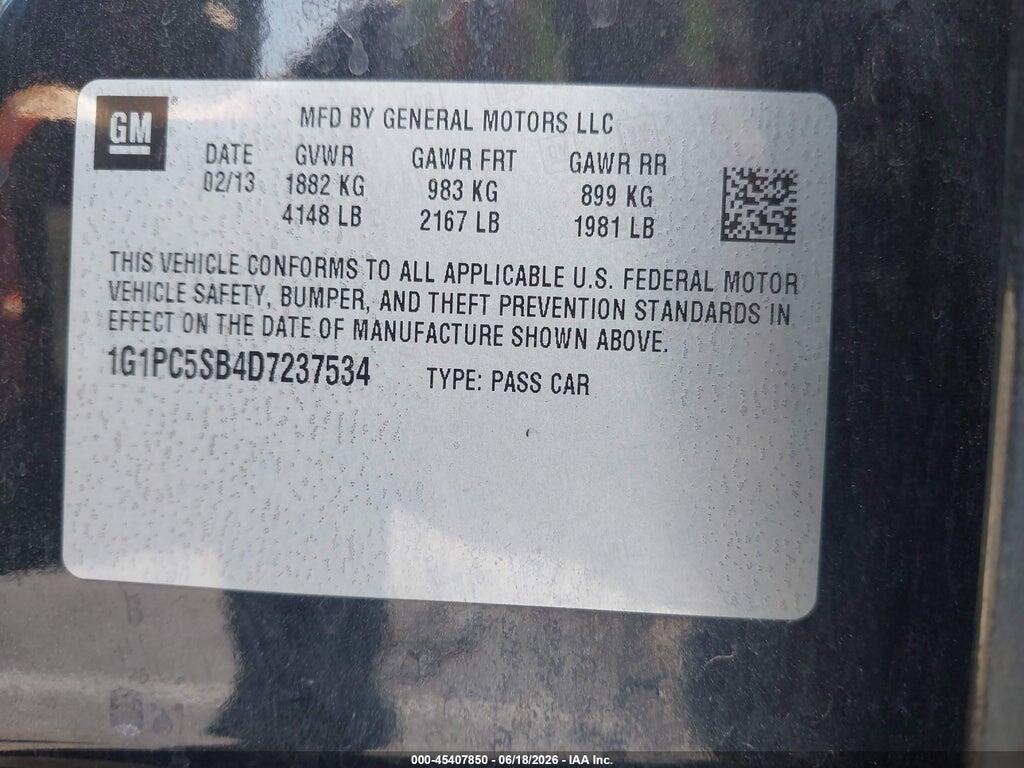 1G1PC5SB4D7237534 2013 CHEVROLET CRUZE photo no. 9