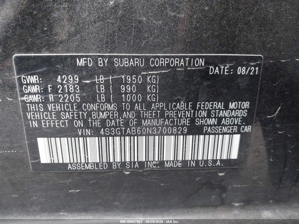 4S3GTAB60N3700829 2022 SUBARU IMPREZA photo no. 9