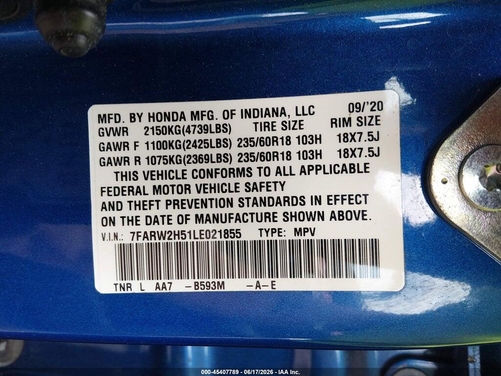 7FARW2H51LE021855 2020 HONDA CR-V photo no. 9