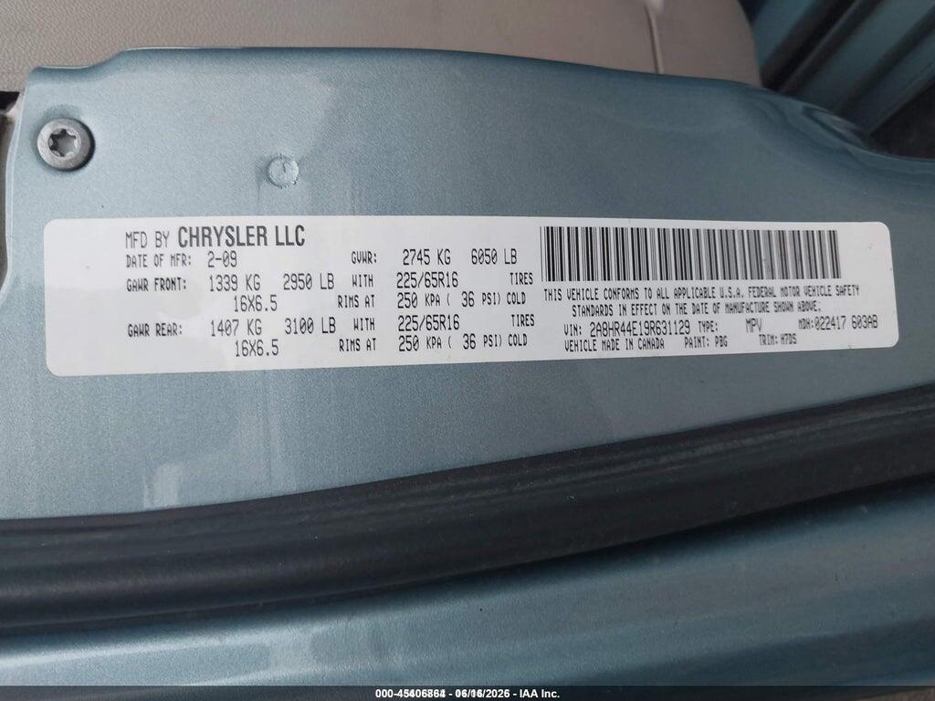 2A8HR44E19R631129 2009 CHRYSLER TOWN & COUNTRY photo no. 9