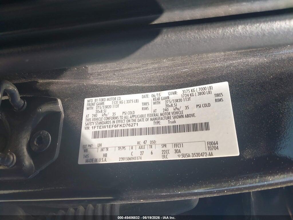 1FTEW1EF6FKD76271 2015 FORD F-150 photo no. 9
