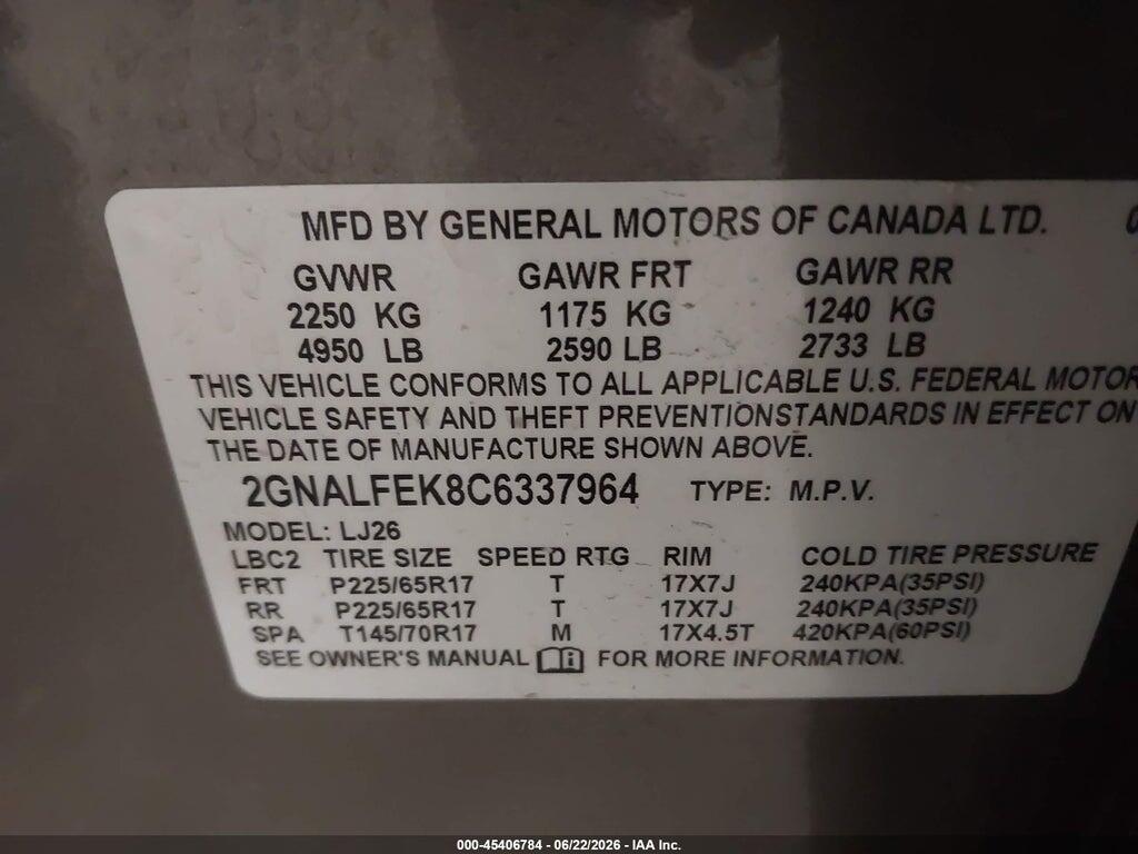 2GNALFEK8C6337964 2012 CHEVROLET EQUINOX photo no. 9