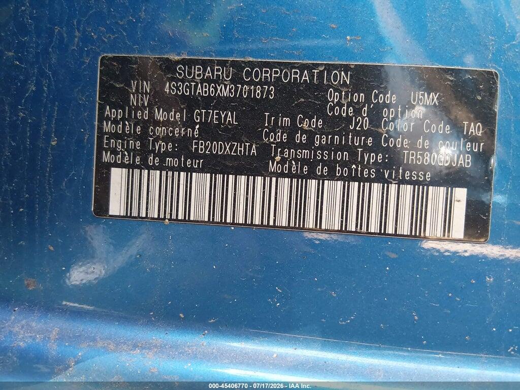 4S3GTAB6XM3701873 2021 SUBARU IMPREZA photo no. 9