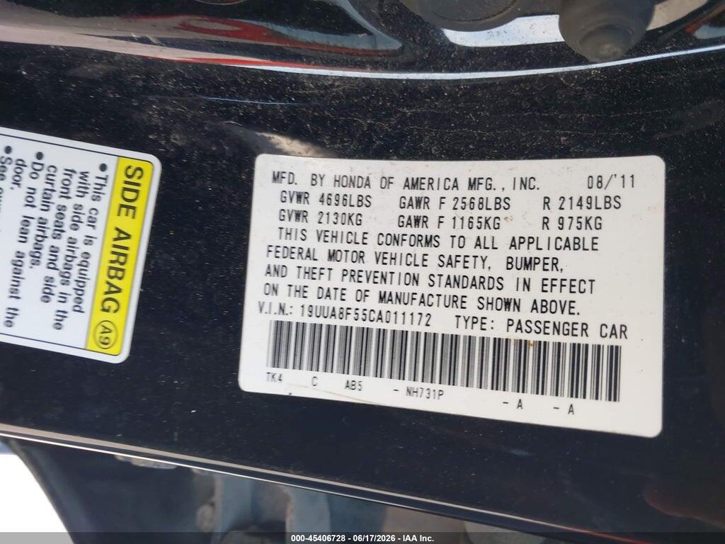 19UUA8F55CA011172 2012 ACURA TL photo no. 9