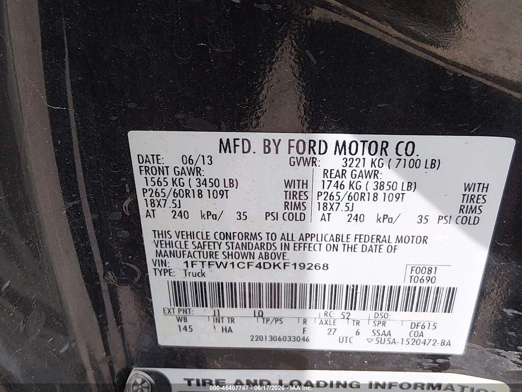 1FTFW1CF4DKF19268 2013 FORD F-150 photo no. 9