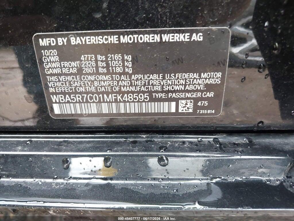 WBA5R7C01MFK48595 2021 BMW 330I photo no. 9