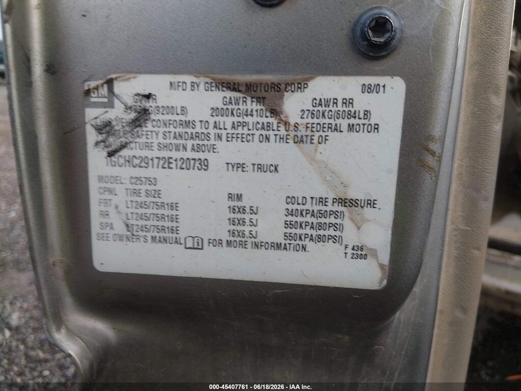 1GCHC29172E120739 2002 CHEVROLET SILVERADO 2500HD photo no. 9