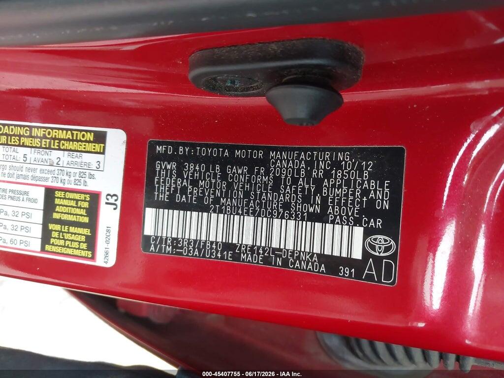 2T1BU4EE7DC976331 2013 TOYOTA COROLLA photo no. 9