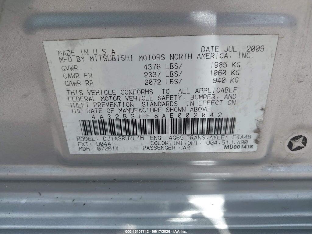 4A32B2FF8AE002042 2010 MITSUBISHI GALANT photo no. 9