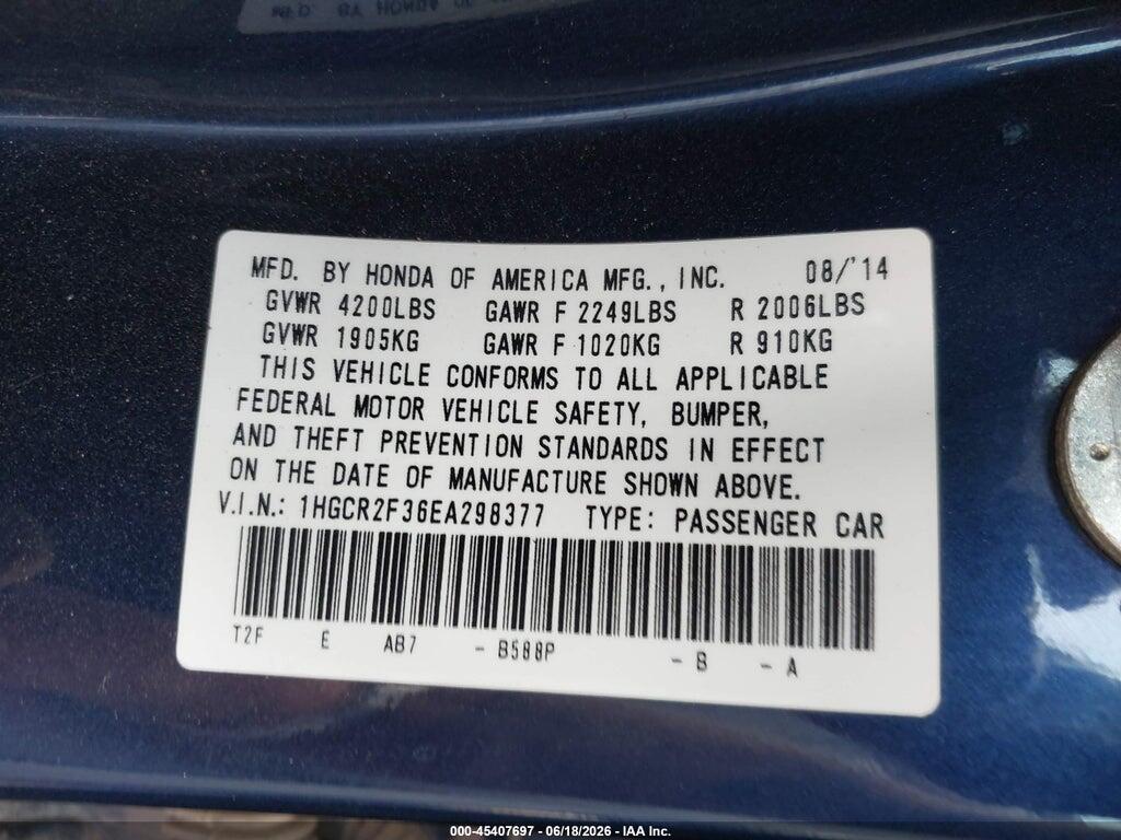 1HGCR2F36EA298377 2014 HONDA ACCORD photo no. 9