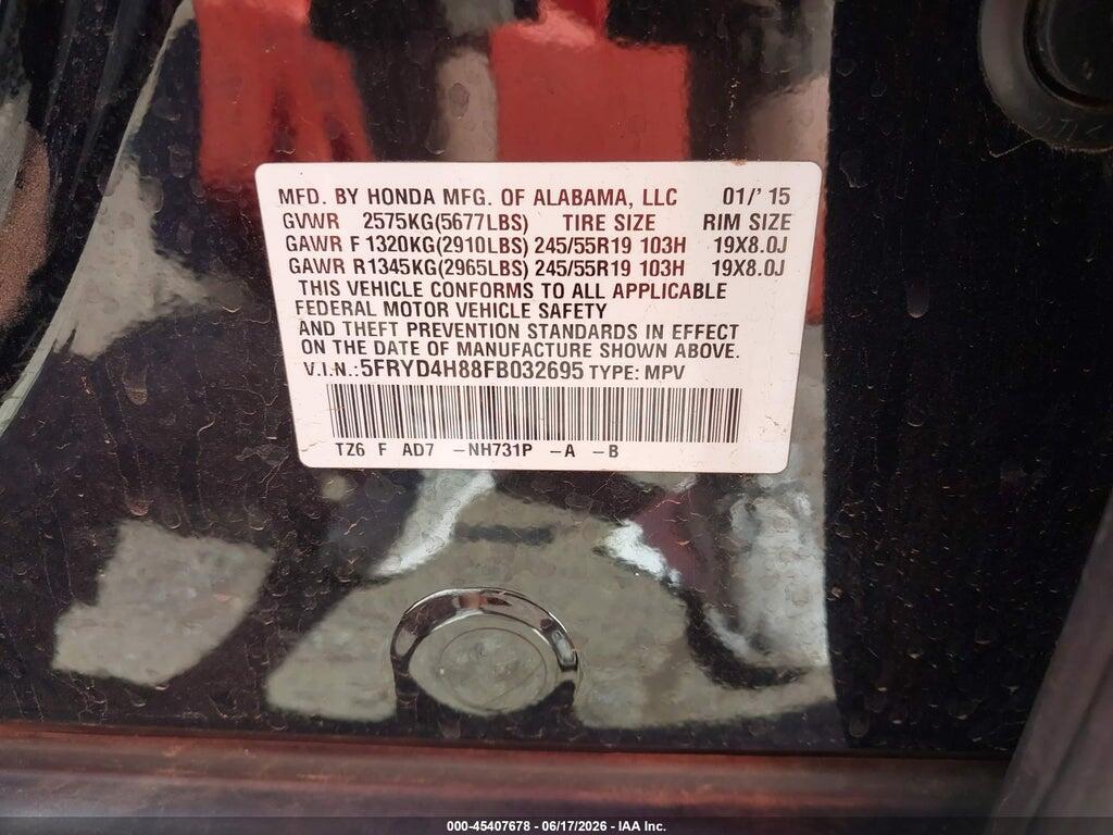 5FRYD4H88FB032695 2015 ACURA MDX photo no. 9