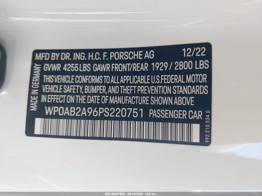 WP0AB2A96PS220751 2023 PORSCHE 911 photo no. 9