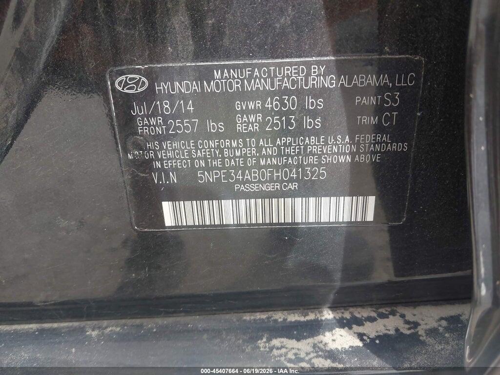 5NPE34AB0FH041325 2015 HYUNDAI SONATA photo no. 9