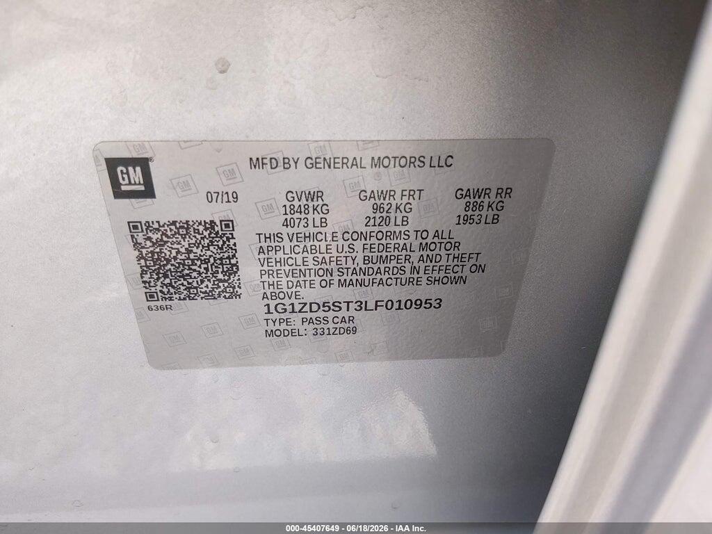 1G1ZD5ST3LF010953 2020 CHEVROLET MALIBU photo no. 9