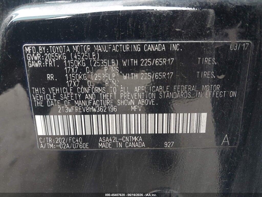 2T3WFREV8HW362196 2017 TOYOTA RAV4 photo no. 9