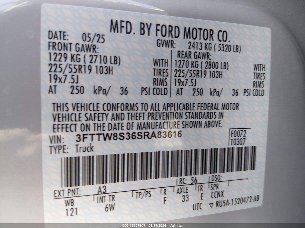 3FTTW8S36SRA83616 2025 FORD MAVERICK photo no. 9