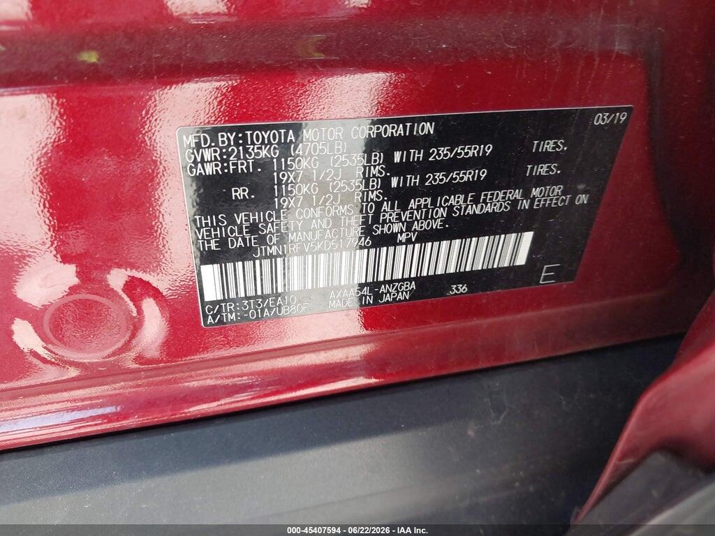 JTMN1RFV5KD517946 2019 TOYOTA RAV4 photo no. 9