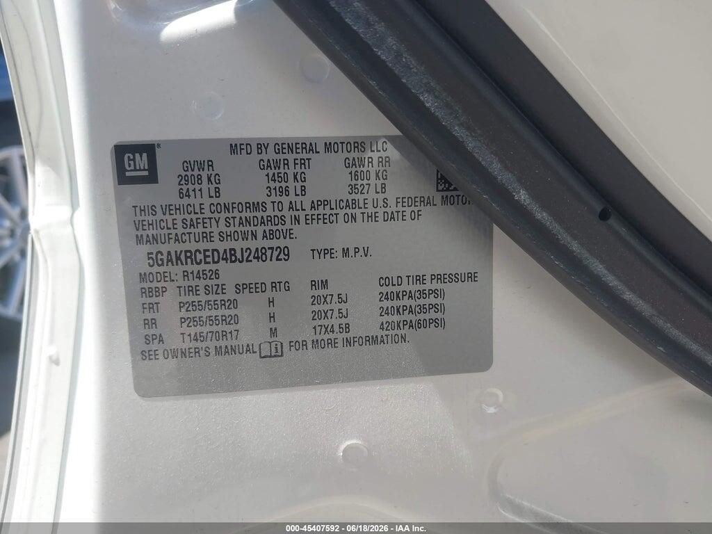 5GAKRCED4BJ248729 2011 BUICK ENCLAVE photo no. 9