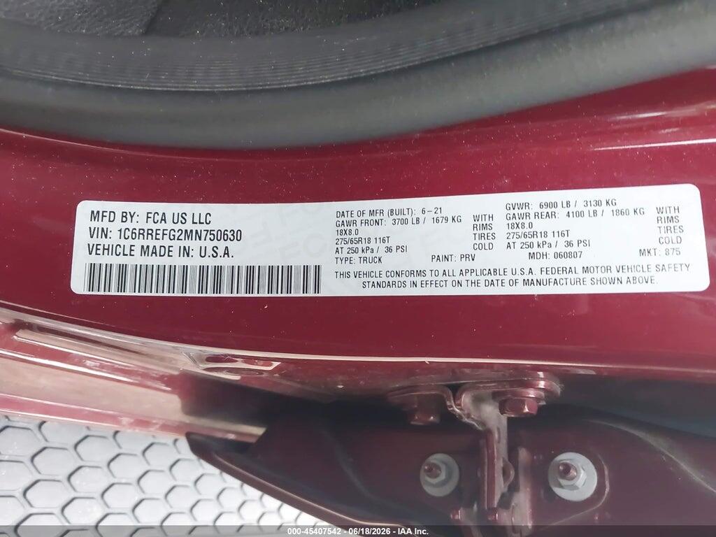 1C6RREFG2MN750630 2021 RAM 1500 photo no. 9