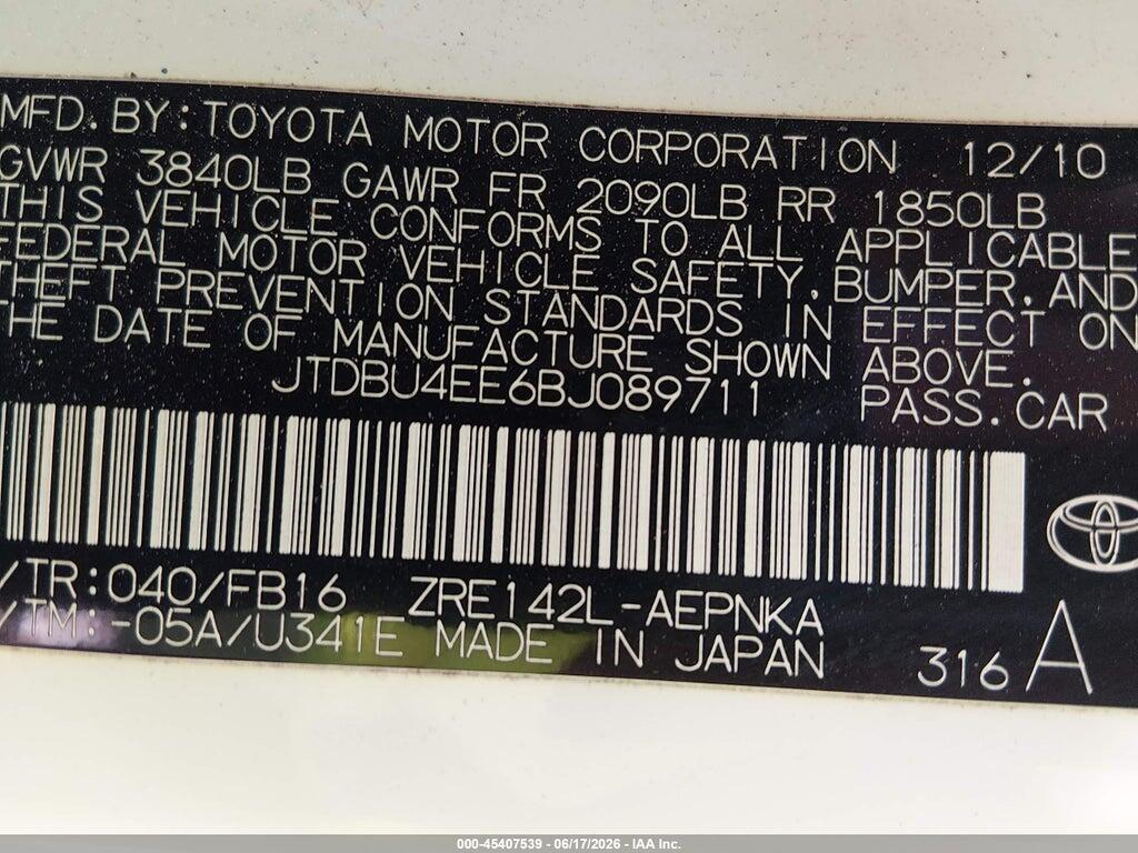 JTDBU4EE6BJ089711 2011 TOYOTA COROLLA photo no. 9