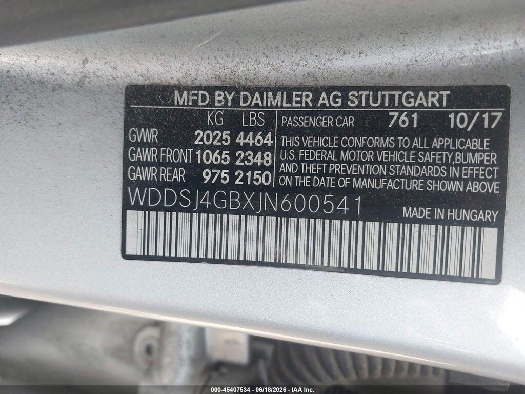 WDDSJ4GBXJN600541 2018 MERCEDES-BENZ CLA 250 photo no. 9