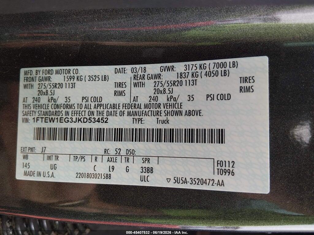 1FTEW1EG3JKD53452 2018 FORD F-150 photo no. 9