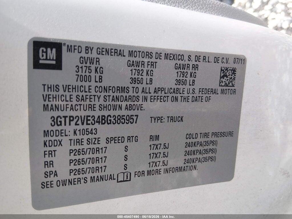 3GTP2VE34BG385957 2011 GMC SIERRA 1500 photo no. 9