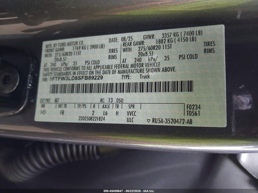 1FTFW3LD8SFB89229 2025 FORD F-150 photo no. 9