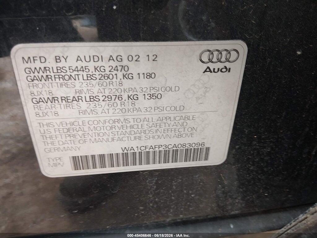 WA1CFAFP3CA083096 2012 AUDI Q5 photo no. 9