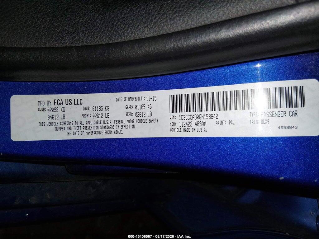 1C3CCCAB0GN153842 2016 CHRYSLER 200 photo no. 9