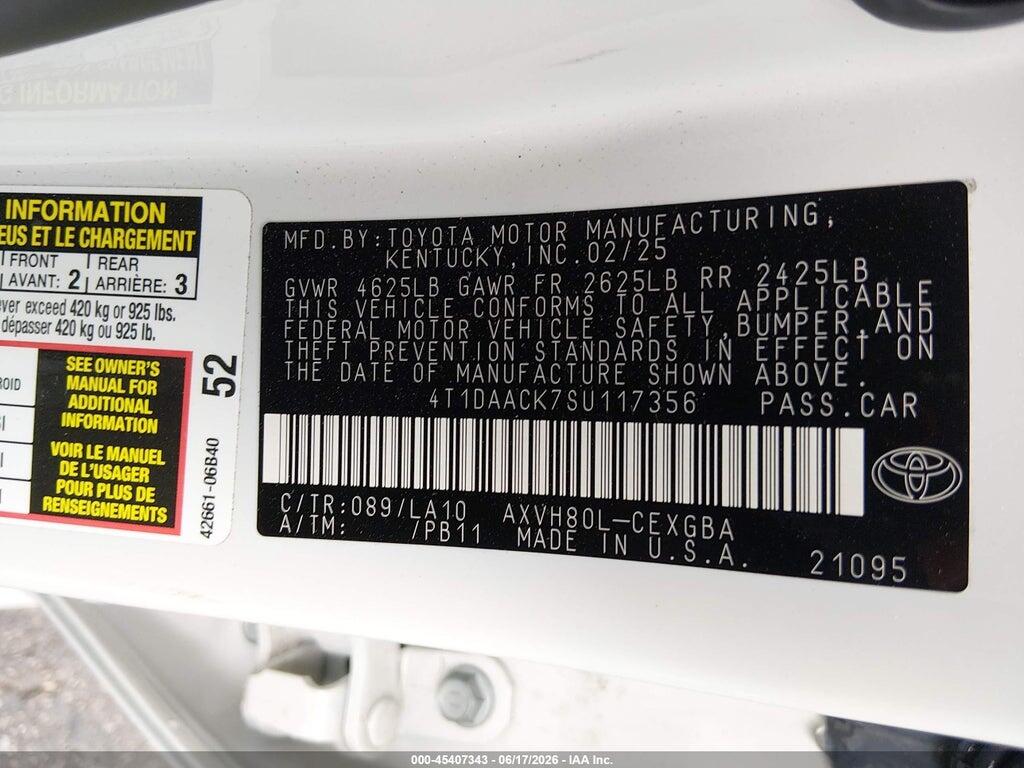 4T1DAACK7SU117356 2025 TOYOTA CAMRY photo no. 9